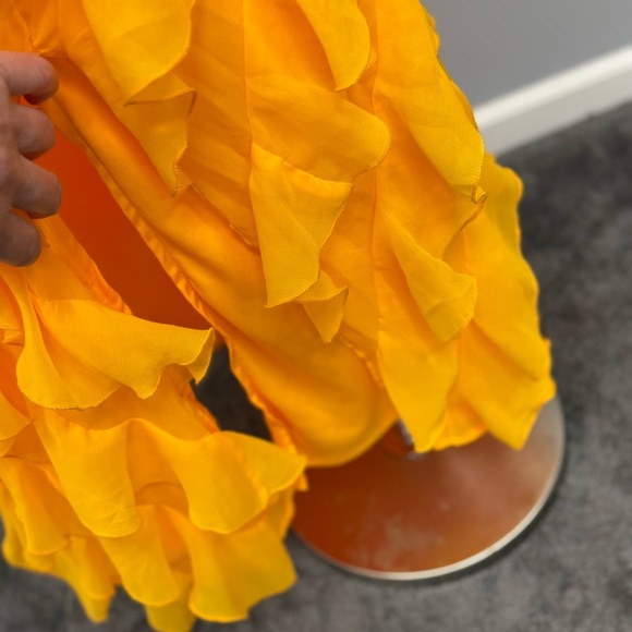 Anthropologie Let Me Be Sasha Ruffled Maxi Skirt Plus 2X Orange Chiffon Angel - Picture 7 of 11